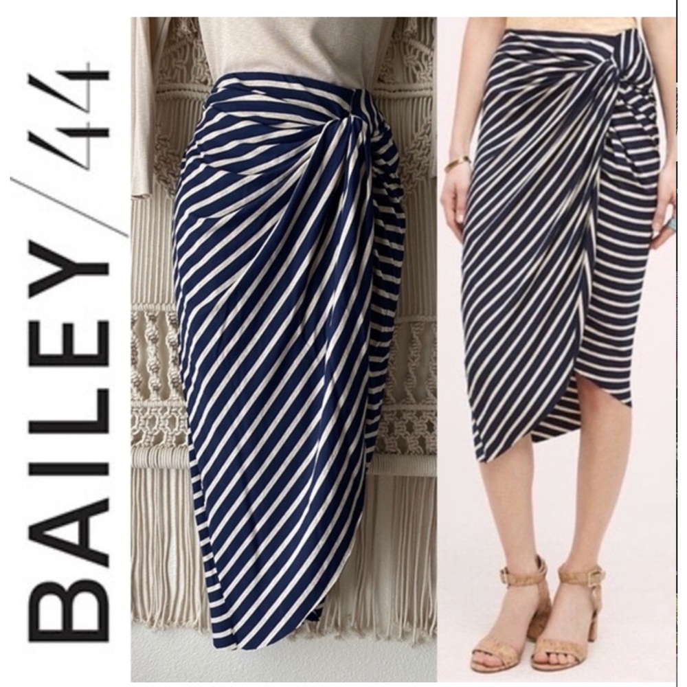 Bailey 44 asymmetrical  Blue and White Diagonal Striped Skirt NWOT